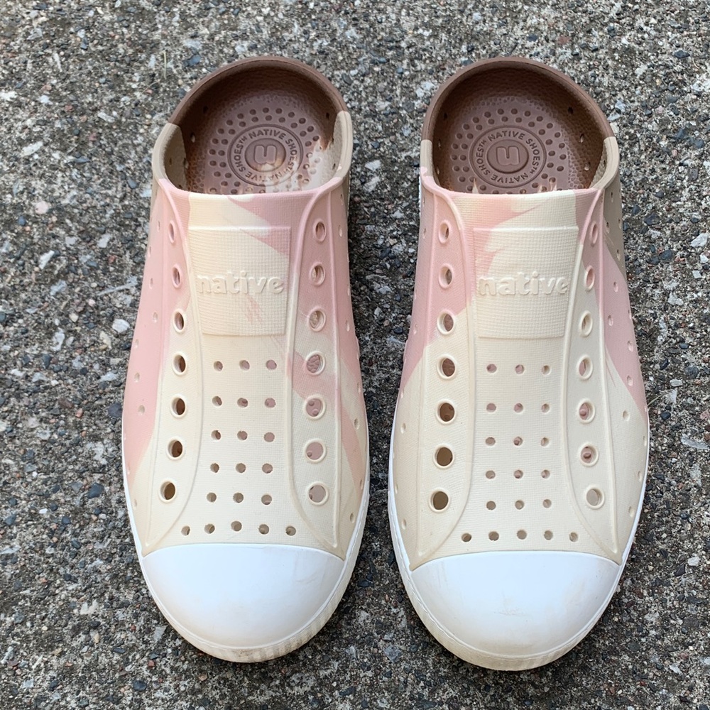 Native Jefferson Slip-On Shoes in Pink and Cream